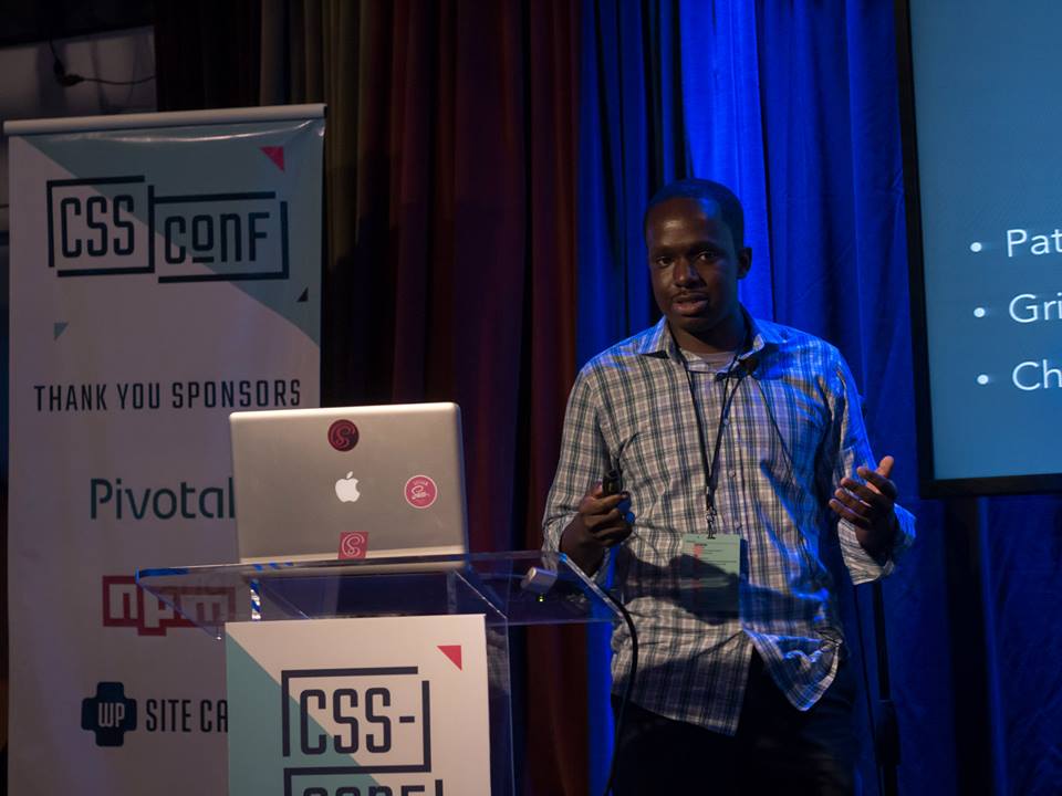 Adekunle speaking at CSS Conf 2015
